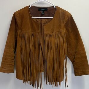 Forever 21 Suede Fringe Boho Western Jacket Size Large